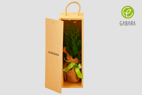 Christmas tree in a wooden box