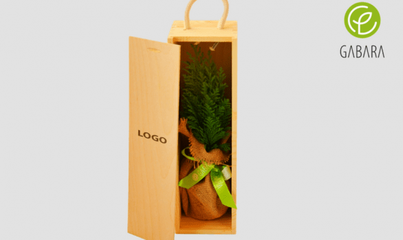 Christmas tree in a wooden box